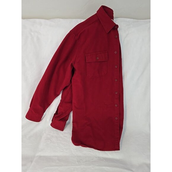 VTG LL Bean Men's Large (Tall) Shirt Jacket Heavy Duty Button Down Pocket RED - Picture 15 of 16